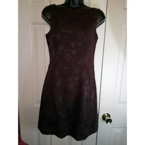 Esprit de Corp Floral Jacquard Dress Sleeveless‎ Party Cocktail Brown 3/4